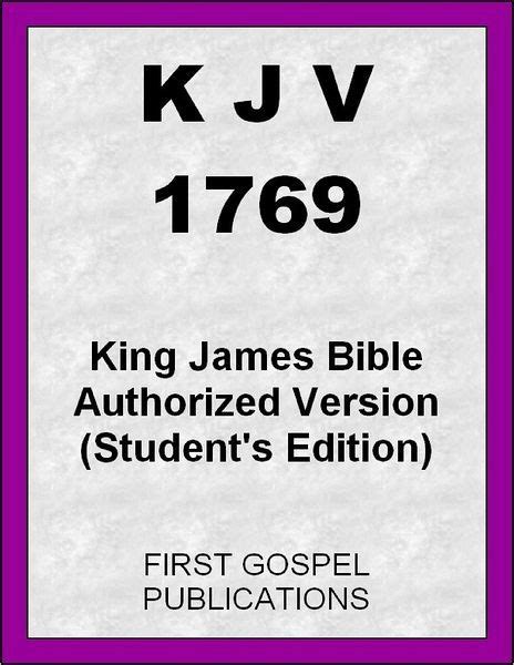 <b>King</b> <b>James</b> <b>Bible</b> was standardized in <b>1769</b>, it had long been resolved that the Apocrypha would not be included in Protestant editions of the <b>Bible</b>, and thus, the Apocrypha went from being included in a manner that testified to its lack of canonicity to being omitted in its entirety. . 1769 king james bible pdf